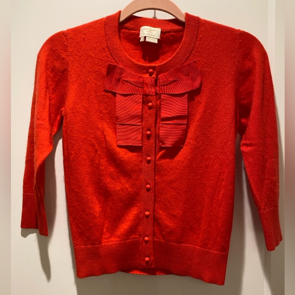 Kate Spade Red Cropped Cardigan with Bow Detail, size XS
